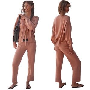 New FREE PEOPLE Beach Solar Sweater and Pant Set in Aged Terra Cotta Size Small